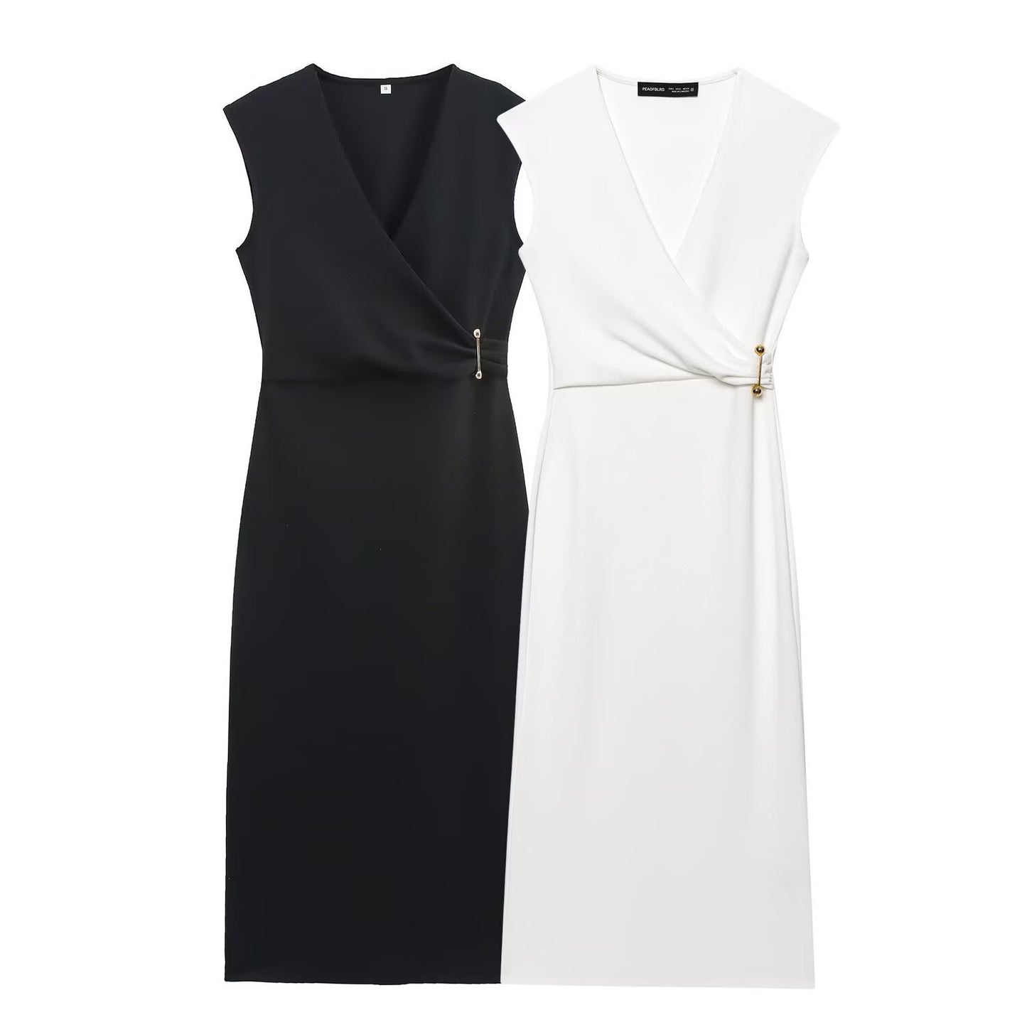 Casual and fashionable pin decoration MIDI dress for women