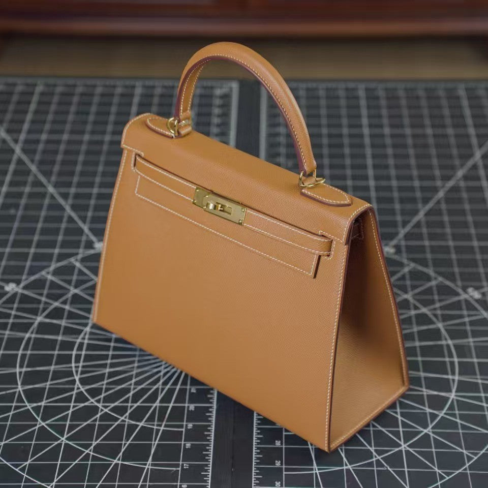 Fashionable cowhide high-end leather Kelly bag palm pattern crossbody handbag small handbag for women