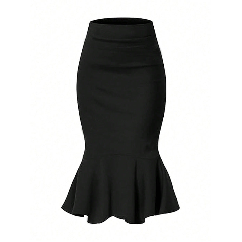 Butt wrapped fishtail skirt solid color skirt