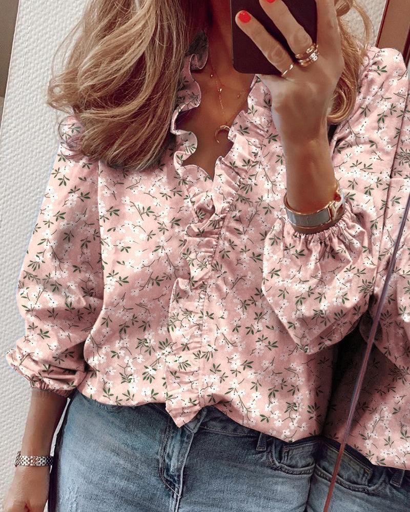 New Long sleeved Ruffled Shirts for Women in Spring and Summer in Europe and America