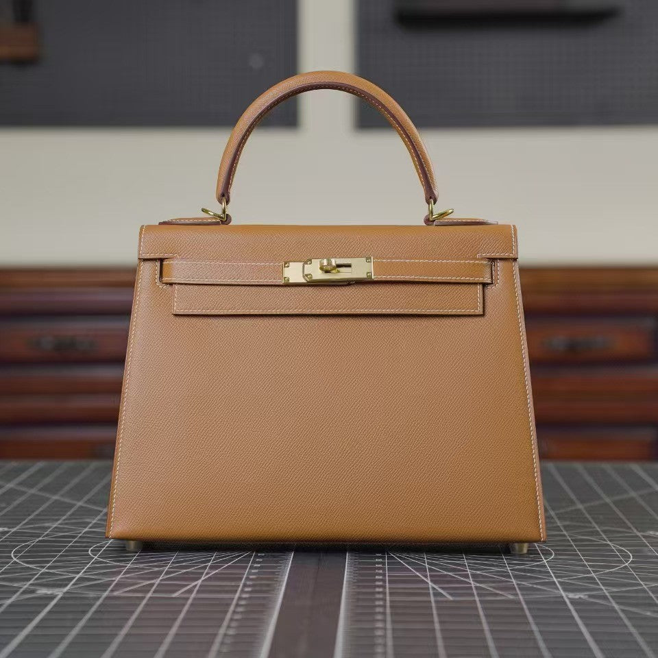 Fashionable cowhide high-end leather Kelly bag palm pattern crossbody handbag small handbag for women
