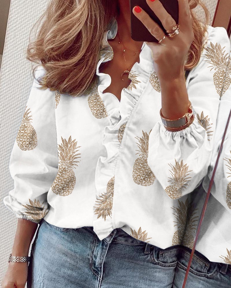 New Long sleeved Ruffled Shirts for Women in Spring and Summer in Europe and America